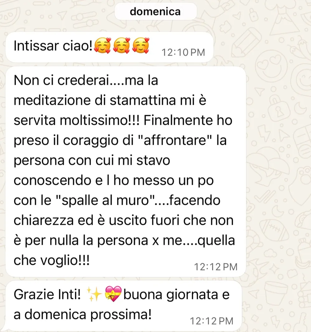 Messaggio di una persona seguita da Intissar