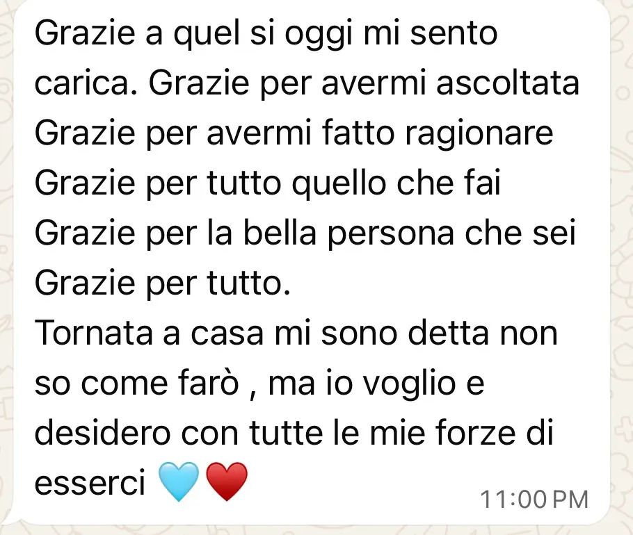 Messaggio di una persona seguita da Intissar