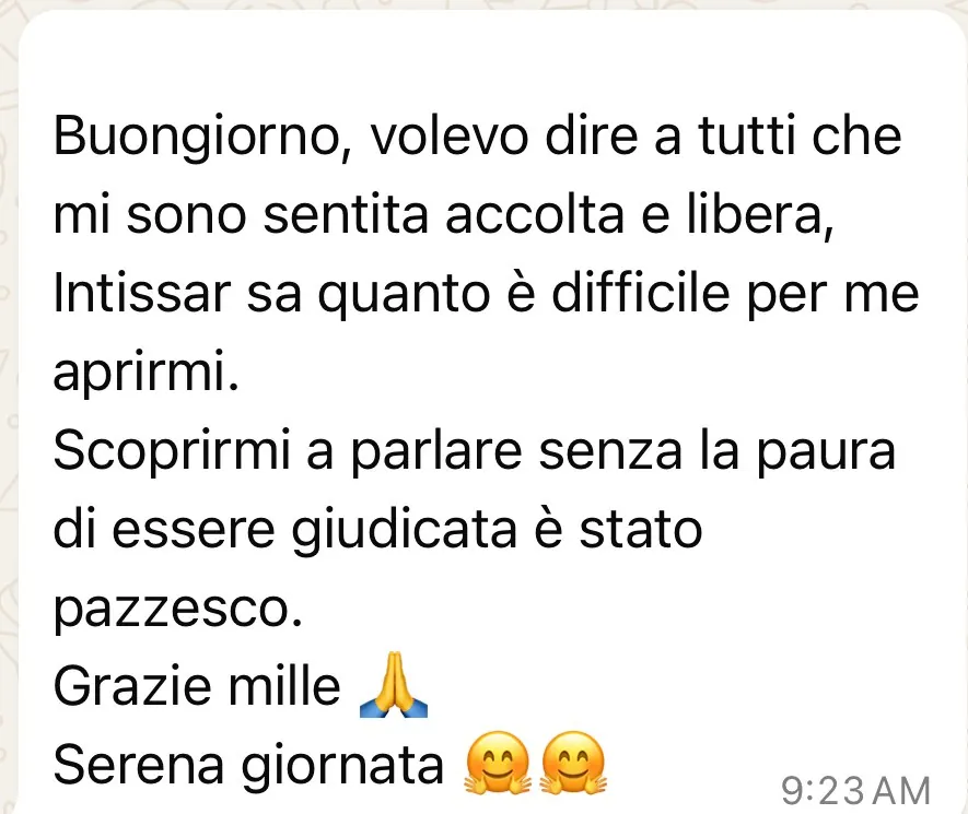 Messaggio di una persona seguita da Intissar