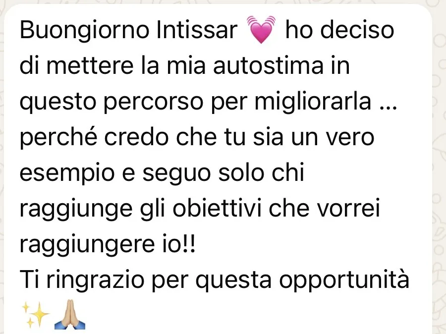 Messaggio di una persona seguita da Intissar